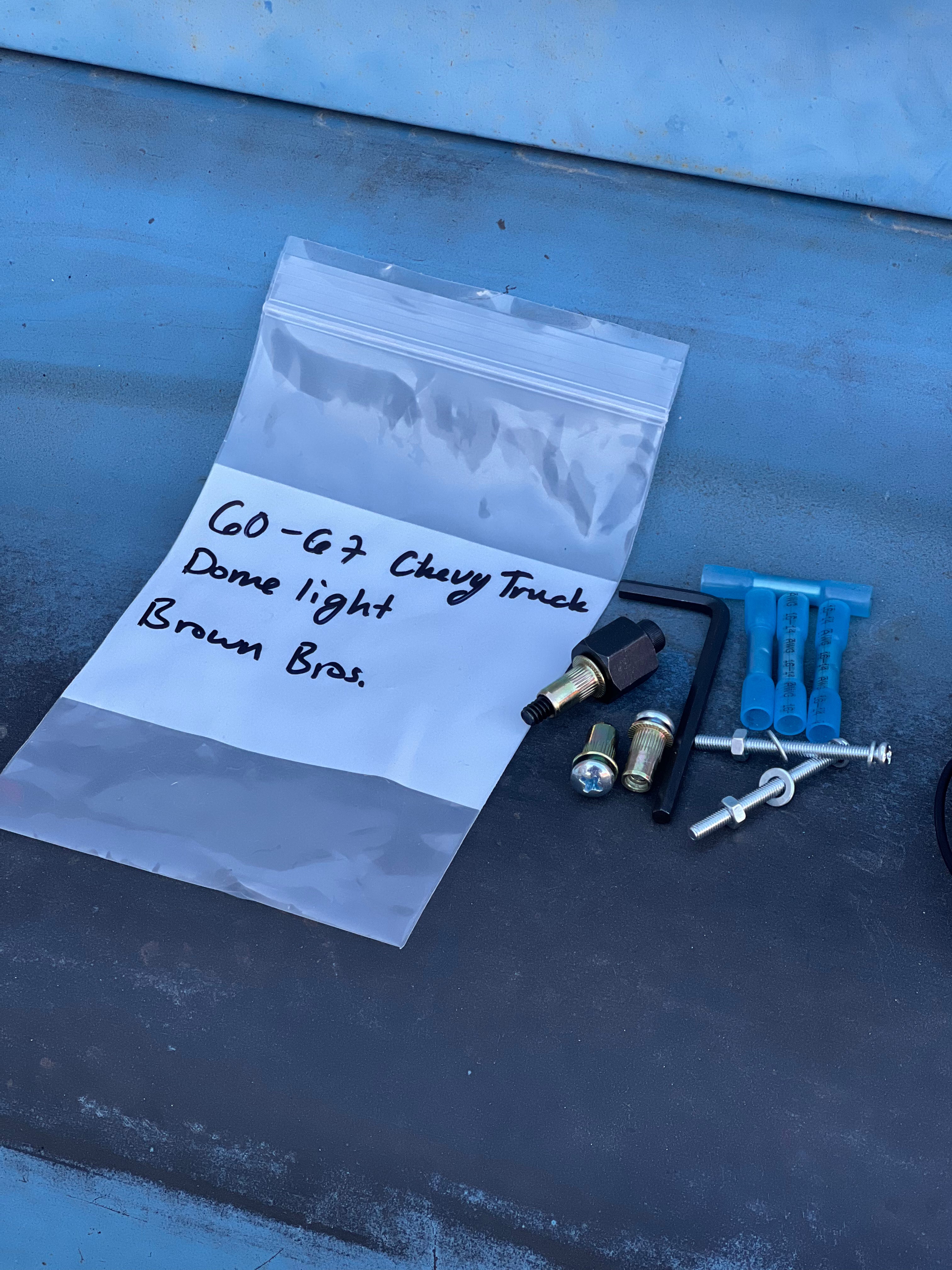 Dome light mounting hardware and instruction packet