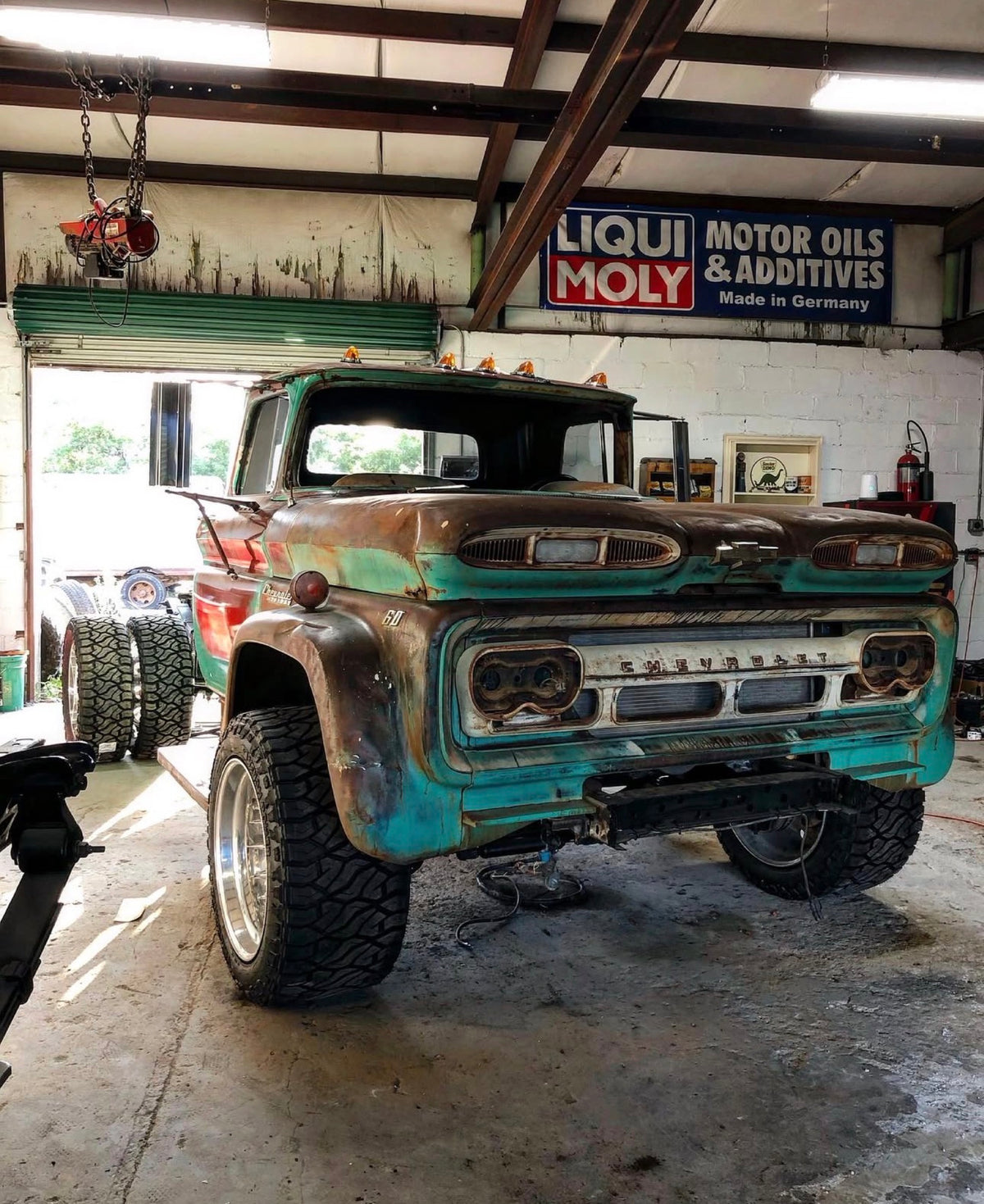 Pigpen, a green patina 1960 Chevy Viking with a 24-valve Cummins