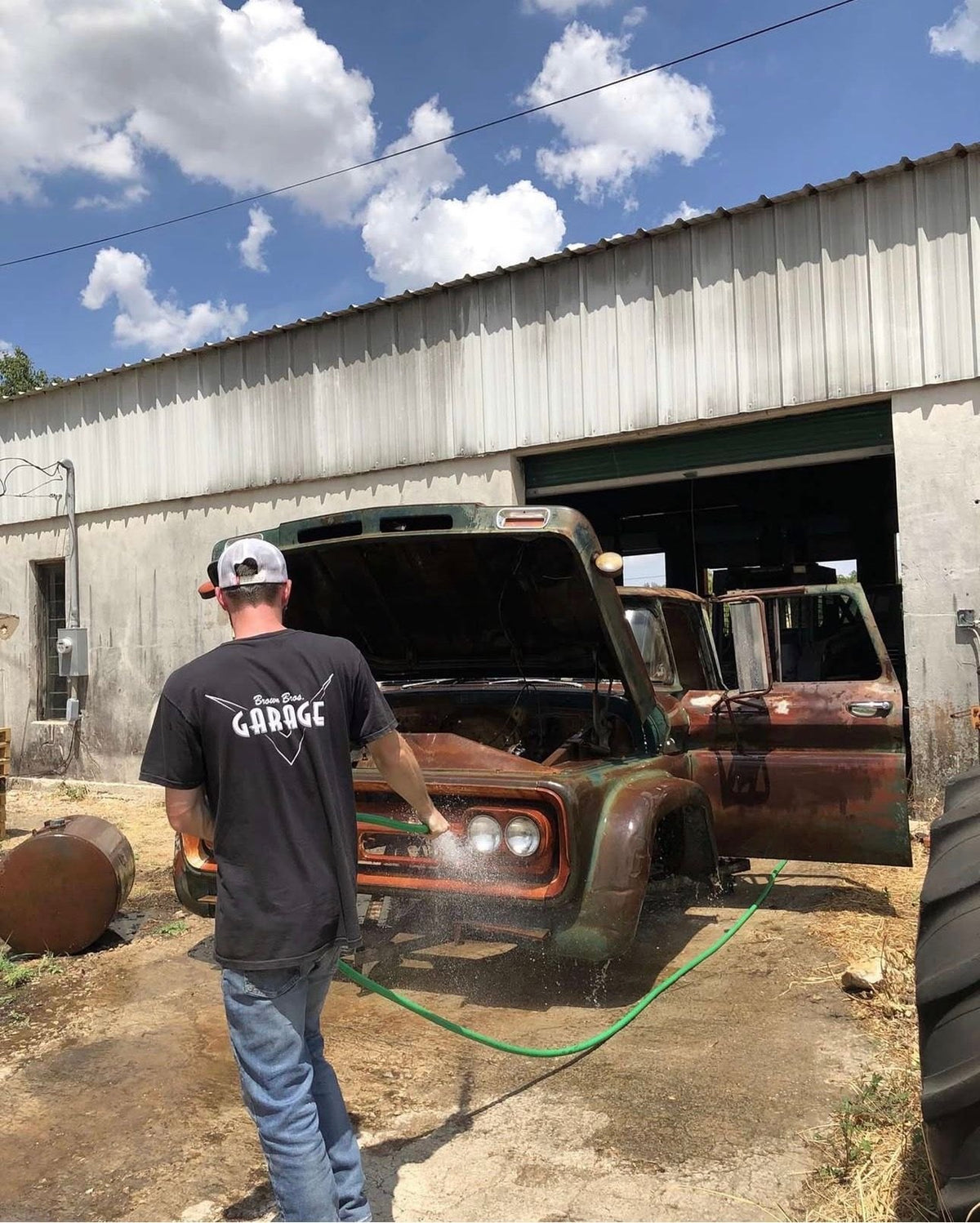 The rescued cab getting its first wash
