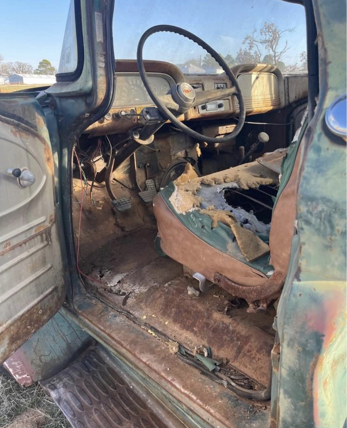 Inside the cab before the rebuild
