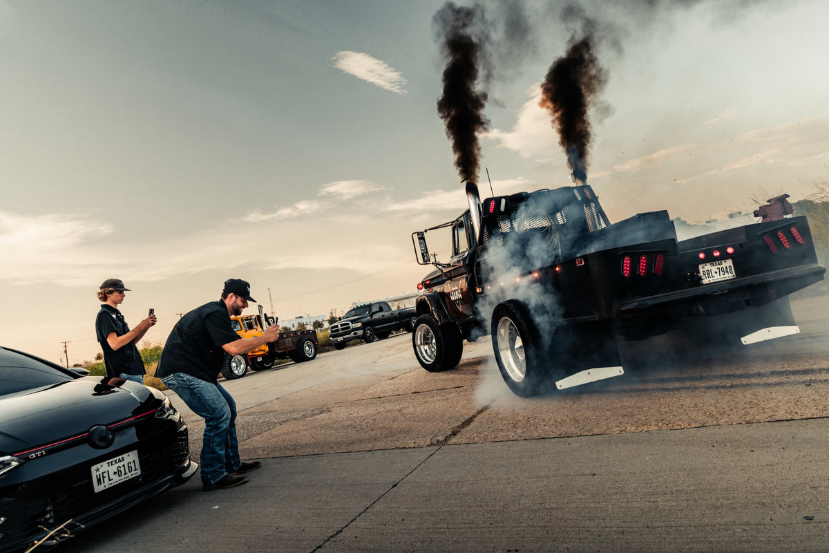 The Viking doing a burnout with the crew watching