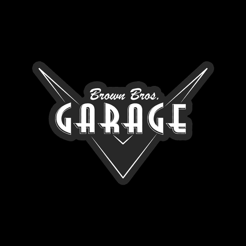 Clear Brown Bros. Garage logo sticker