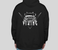 Back of the black Viking Hoodie with the Viking truck graphic