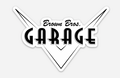 Black-and-white Brown Bros. Garage logo slap sticker